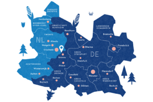 Region & Mitglieder der EUREGIO Karte mit allen Regionen der EUREGIO