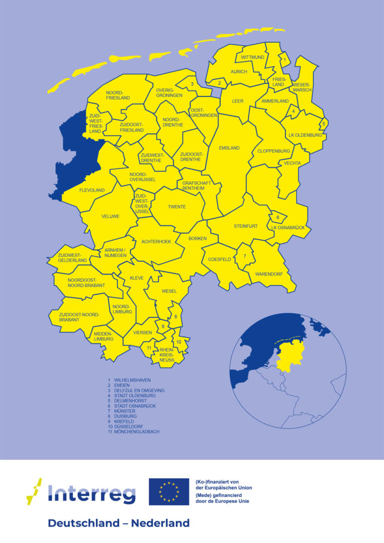 Kaart Interreg Programmagebied